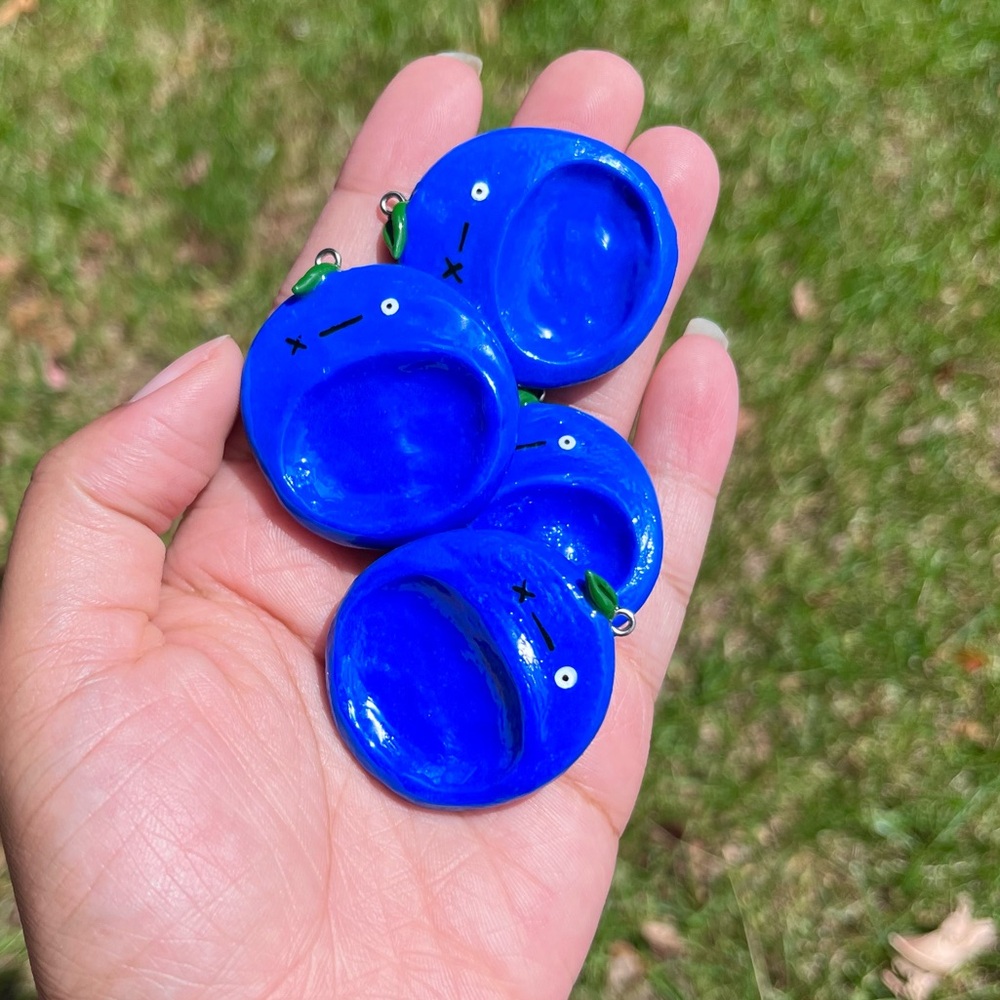 Cute blueberry fruit worry stone charms